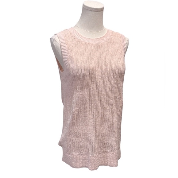 J. McLaughlin Lena Open Knit Powder Pink Sleeveless Spring Sweater Vest Women XS - Picture 2 of 11